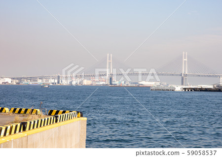 A view taken from Yamashita Park. I can see the Bay Bridge. A view taken from Yamashita Park. I can see the Bay Bridge. 59058537