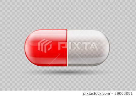 Blank medical capsule pill isolated on transparent Blank medical capsule pill isolated on transparent 59063091