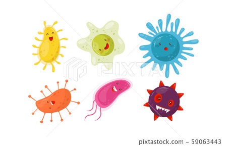Set of cartoon germs. Vector illustration on a... - Stock Illustration  [59063443] - PIXTA