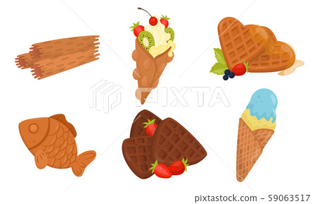 Colorful Sweet Dessert and Pastry Vector Set 59063517