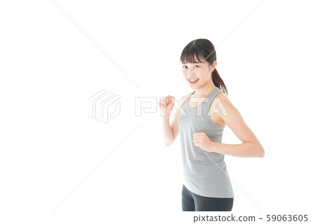 Young lady running Young lady running 59063605