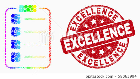 Vector Bright Pixel List Items Pad Icon and Scratched Excellence Watermark 59063994