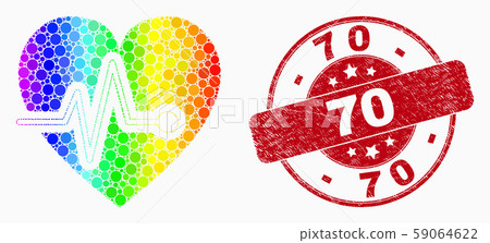 Vector Spectral Dot Heart Pulse Icon and Scratched 70 Watermark Vector Spectral Dot Heart Pulse Icon and Scratched 70 Watermark 59064622