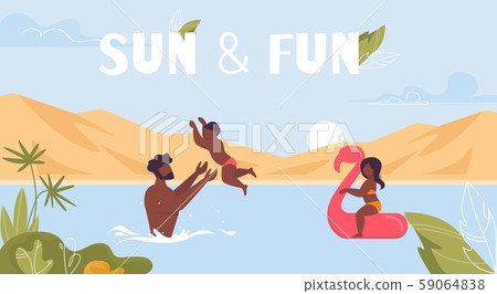 Sun and Fun Motivation Poster with Happy Family Sun and Fun Motivation Poster with Happy Family 59064838