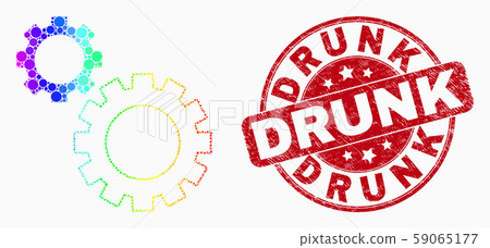 Vector Bright Pixelated Gears Icon and Grunge Drunk Watermark Vector Bright Pixelated Gears Icon and Grunge Drunk Watermark 59065177