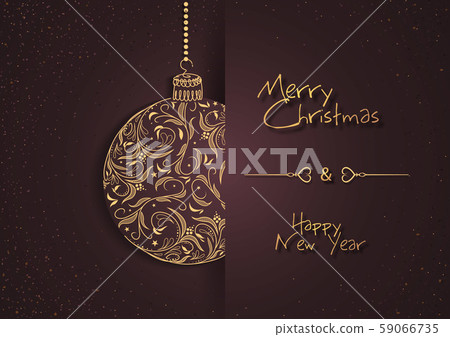 Abstract Greeting Card with Floral Xmas Ball 59066735