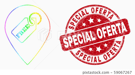 Vector Bright Pixelated Free Tag Marker Icon and Scratched Special Oferta Stamp Seal 59067267