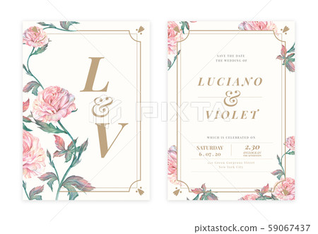 Handdrawn floral wedding invitation card 59067437