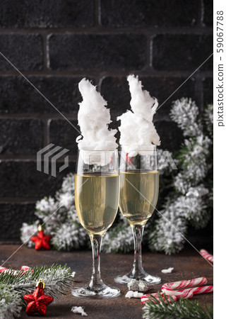 Champagne or prosecco with cotton candy Champagne or prosecco with cotton candy 59067788