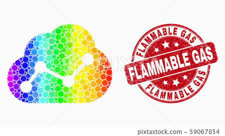 Vector Spectral Pixelated Cloud Chart Icon and Distress Flammable Gas Watermark 59067854