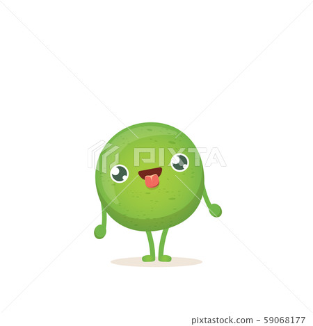 cartoon happy tiny baby pea character isolated on white background. vegetable funky character cartoon happy tiny baby pea character isolated on white background. vegetable funky character 59068177