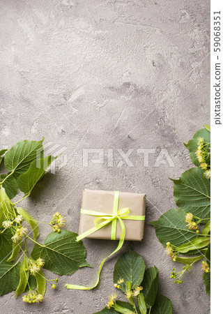 Flowers and leaves of linden tree 59068351