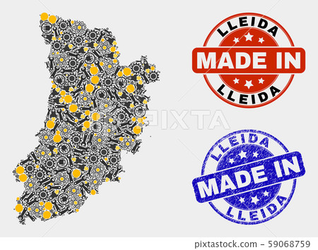 Mosaic Lleida Province Map of Industry Elements... - Stock Illustration ...