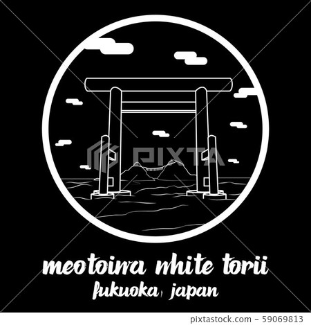 Circle icon line Meotoiwa White Torii. vector illustration 59069813