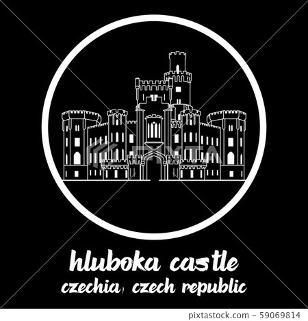 Circle icon line Hluboka Castle . vector illustration 59069814