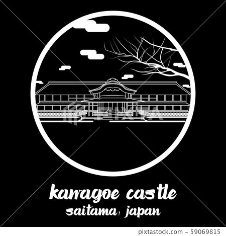 Circle icon line Kawagoe Castle. vector illustration 59069815