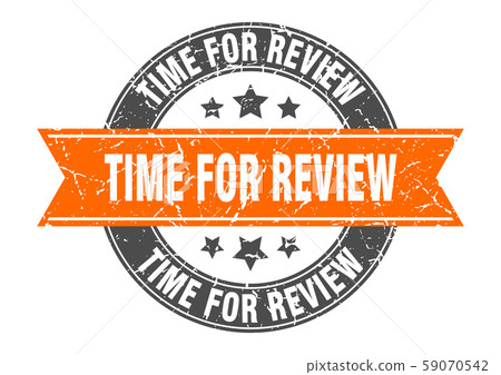 time for review round stamp with orange ribbon. - Stock Illustration ...