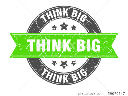 think big round stamp with green ribbon. think big 59070547