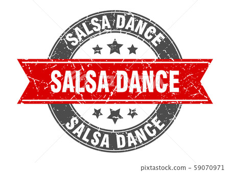 salsa dance round stamp with red ribbon. salsa-插圖素材 [59070971] - PIXTA圖庫
