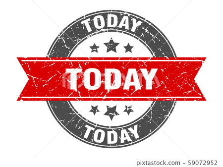 today round stamp with red ribbon. today 59072952