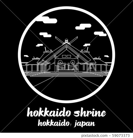 Circle icon line Hokkaido Shrine. vector illustration Circle icon line Hokkaido Shrine. vector illustration 59073373