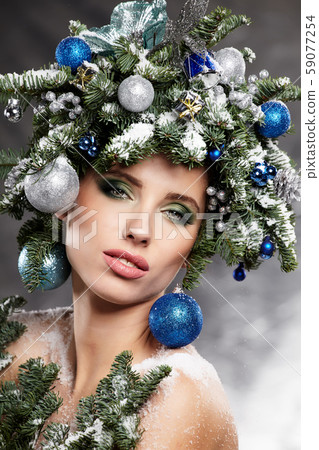 Christmas fashion model woman. Xmas New Year Christmas fashion model woman. Xmas New Year 59077254