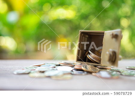 Coins in the safe deposit box, security concept, 59078729