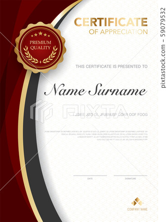 diploma certificate template red and gold color. 59079532