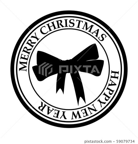 Merry Christmasand Happy New Year post stamp New Year s bow icon isolated on white vector 59079734