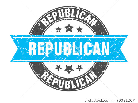 republican round stamp with turquoise ribbon. republican round stamp with turquoise ribbon. 59081207