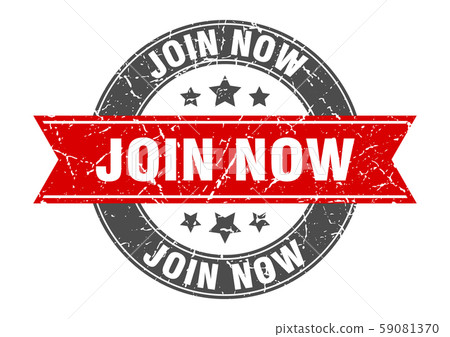 join now round stamp with red ribbon. join now - Stock Illustration ...