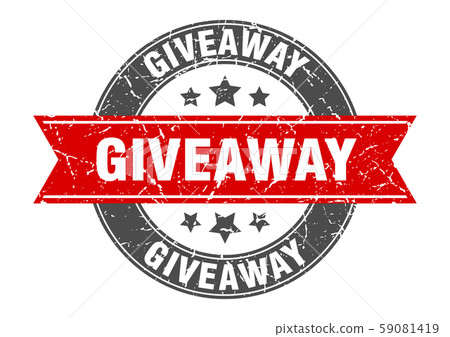 giveaway round stamp with red ribbon. giveaway giveaway round stamp with red ribbon. giveaway 59081419