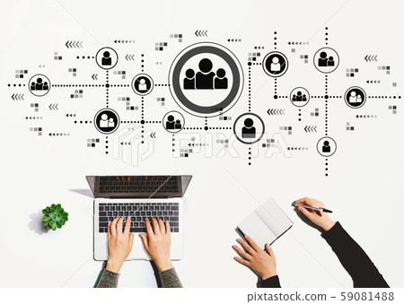 Social connections theme with people working together 59081488