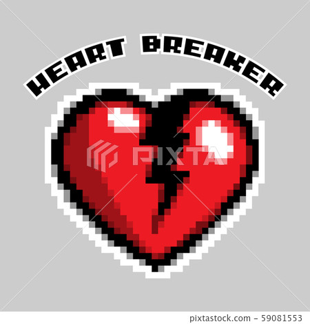 Pixel Art Heart Breaker. Love and Valentine. Vector Illustration. Pixel Art Heart Breaker. Love and Valentine. Vector Illustration. 59081553