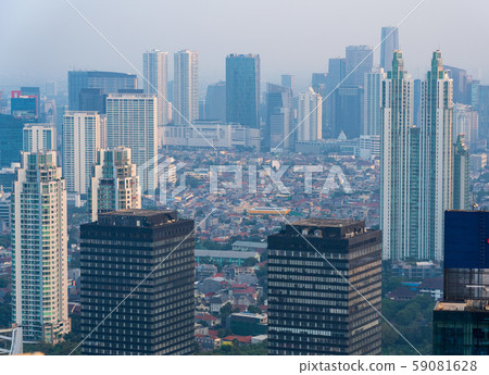 Indonesian city view of Jakarta, evening view 59081628