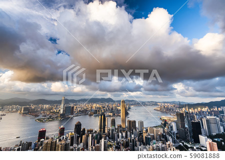 Hong Kong city skyline view from the Victoria peak. 59081888