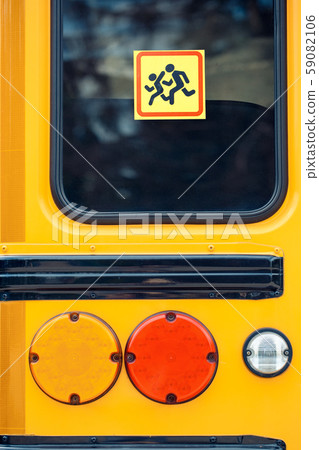 School bus beware of children sign close-up School bus beware of children sign close-up 59082106
