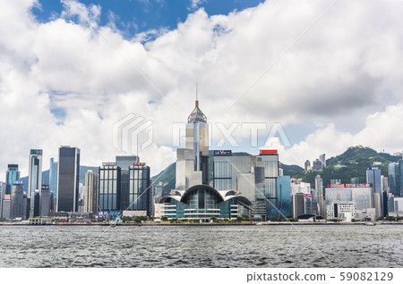 Panorama of Victoria Harbor of Hong Kong city, Hong Kong cityscape. Panorama of Victoria Harbor of Hong Kong city, Hong Kong cityscape. 59082129