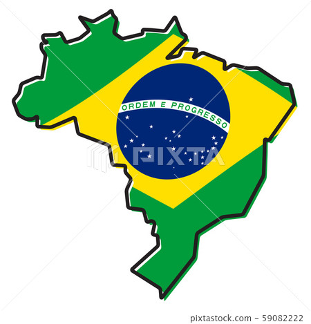 Simplified map of Brazil outline, with slightly Simplified map of Brazil outline, with slightly 59082222