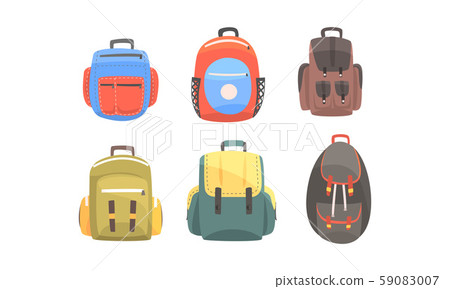 Set of backpacks for hiking. Vector illustration on a white background. Set of backpacks for hiking. Vector illustration on a white background. 59083007