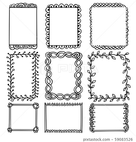 Bullet Journal Hand Drawn Vector Frames For - Stock Illustration 