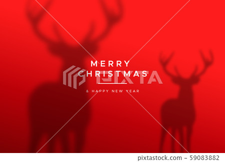 Christmas New Year red deer animal greeting card - Stock Illustration ...