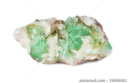 Green apophyllite and white stilbite 59084061