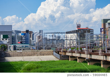 Scenery around Osaka / Yodogawa Riverbed and Hankyu Juso Station Scenery around Osaka / Yodogawa Riverbed and Hankyu Juso Station 59084465