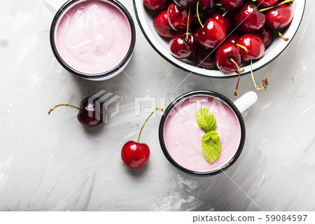 Summer healthy yogurt with cherry 59084597
