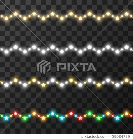 Christmas lights isolated on transparent background, vector illustration 59084759