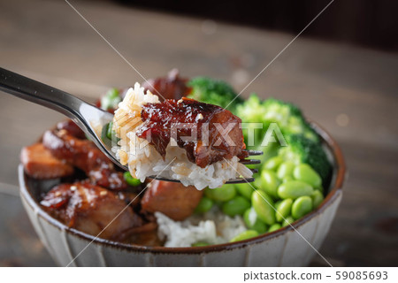 teriyaki chicken rice bowl with broccoli and teriyaki chicken rice bowl with broccoli and 59085693