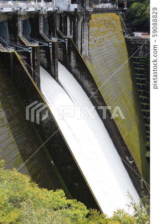 Igawa Dam being discharged due to increased water Igawa Dam being discharged due to increased water 59088829