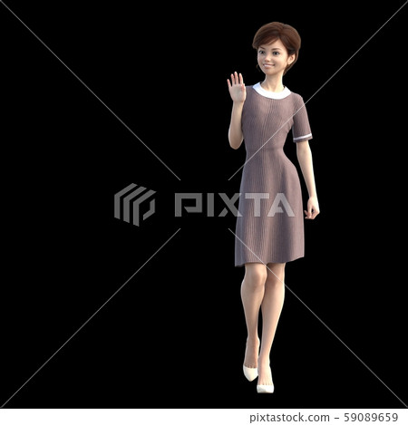 時尚的年輕女子走perming3DCG插圖素材 時尚的年輕女子走perming3DCG插圖素材 59089659