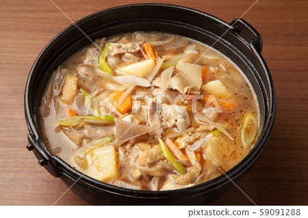 Miso soup with pork and vegetables  59091288